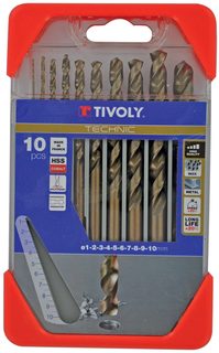 Tivoly 10 forets métaux HSS-E5 cobalt 5% gradués SLR Ø 1 à 10 mm