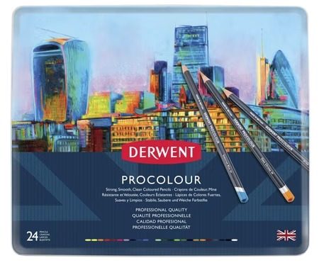 Crayons de couleur Derwent Procolour boîte métal 24 couleurs
