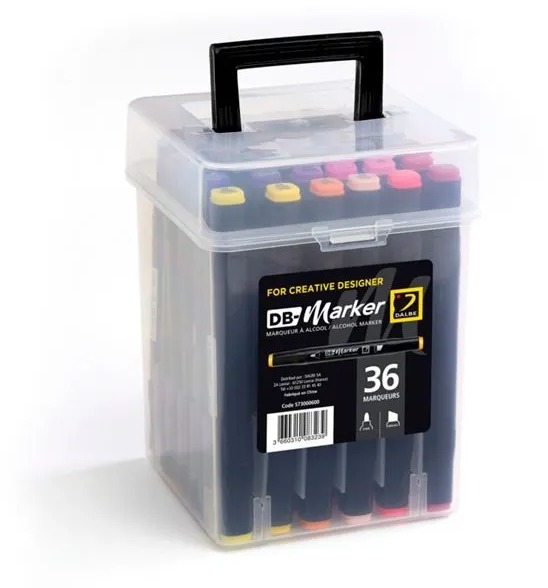 DALBE DB Marker boîte 36 couleurs marqueurs à alcool