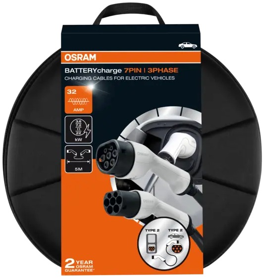Câble de recharge voiture électrique OSRAM OCC23P05 Type 2 22 kW 5 m