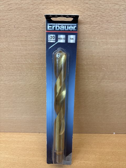 Foret métal Erbauer 20 x 205 mm HSS titane cylindrique