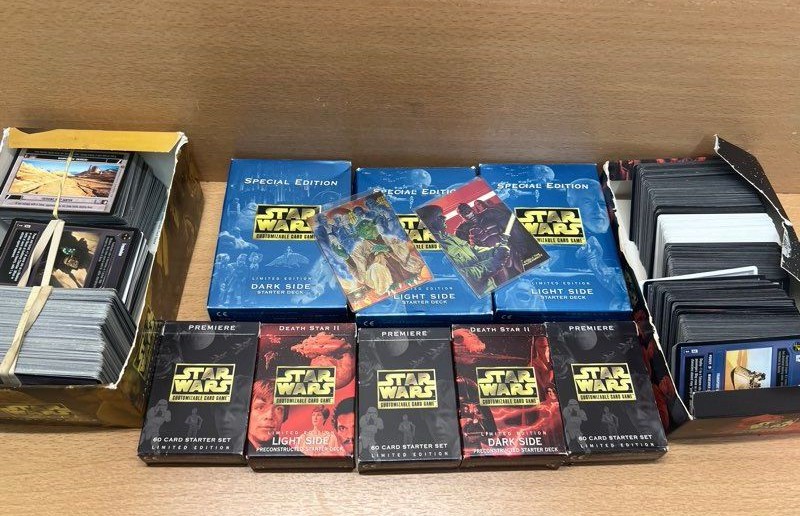 Lot collection cartes Star Wars vintage avec decks et cartes à collectionner