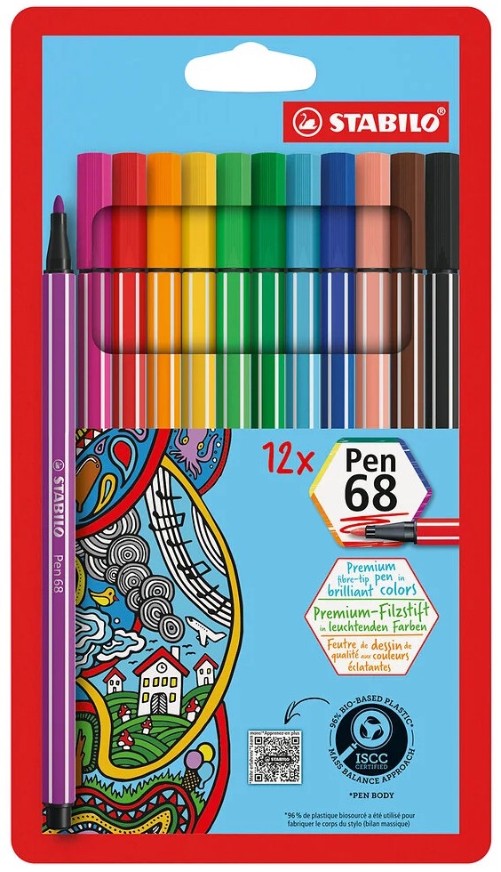 STABILO Pen 68 étui 12 feutres de coloriage