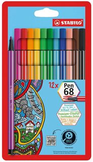 STABILO Pen 68 étui 12 feutres de coloriage
