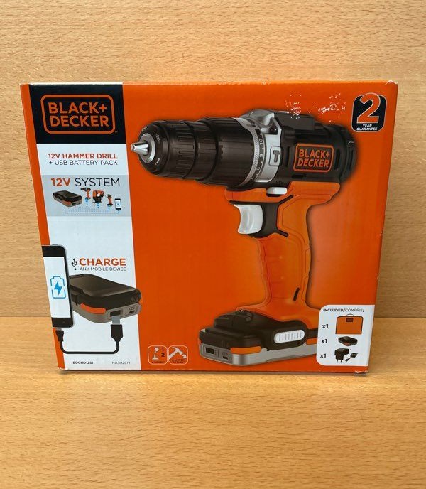 Perceuse à percussion Black+Decker 12V avec batterie