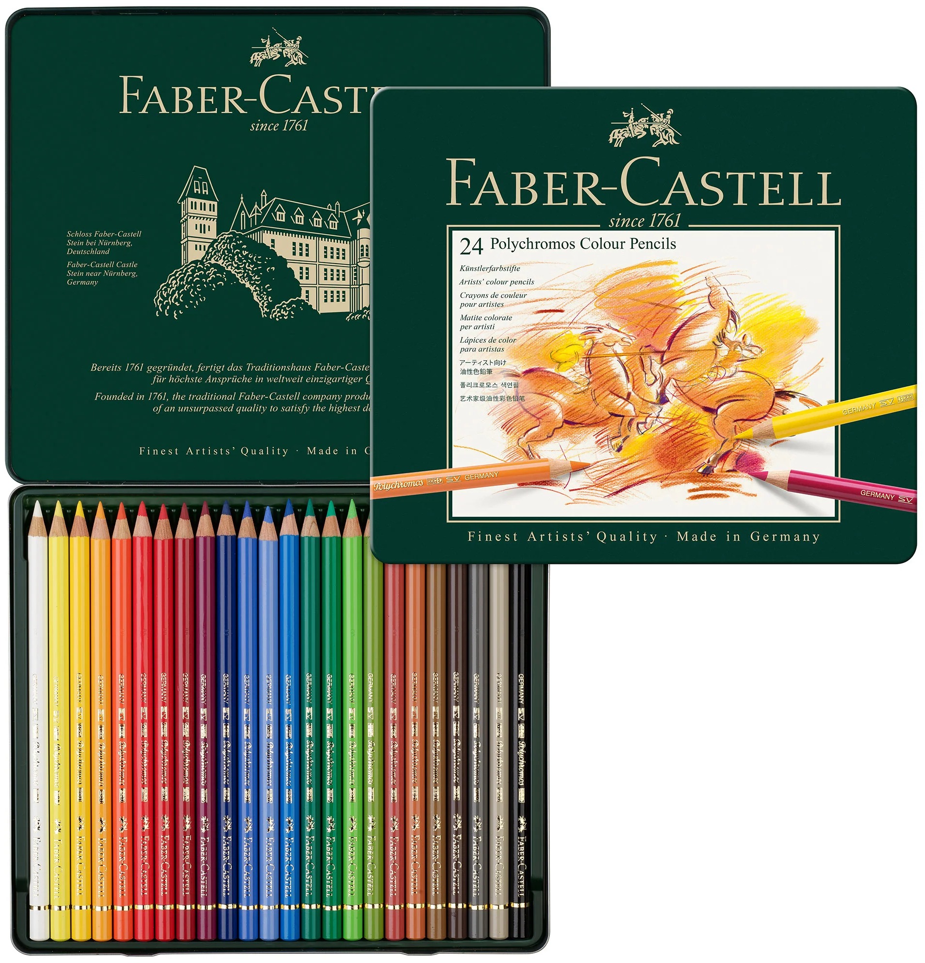 Faber-Castell Polychromos 24 crayons de couleur en boîte métal