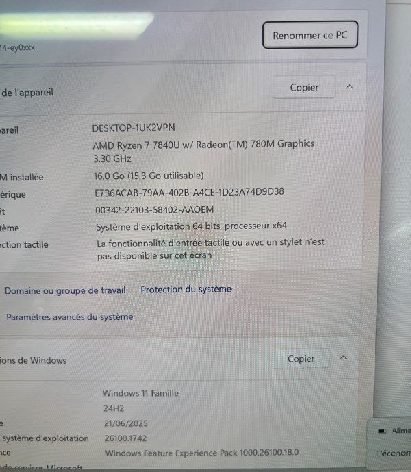 PC portable HP Pavilion Plus 14 OLED Ryzen 7 7840U 16 Go 512 Go — photo 2