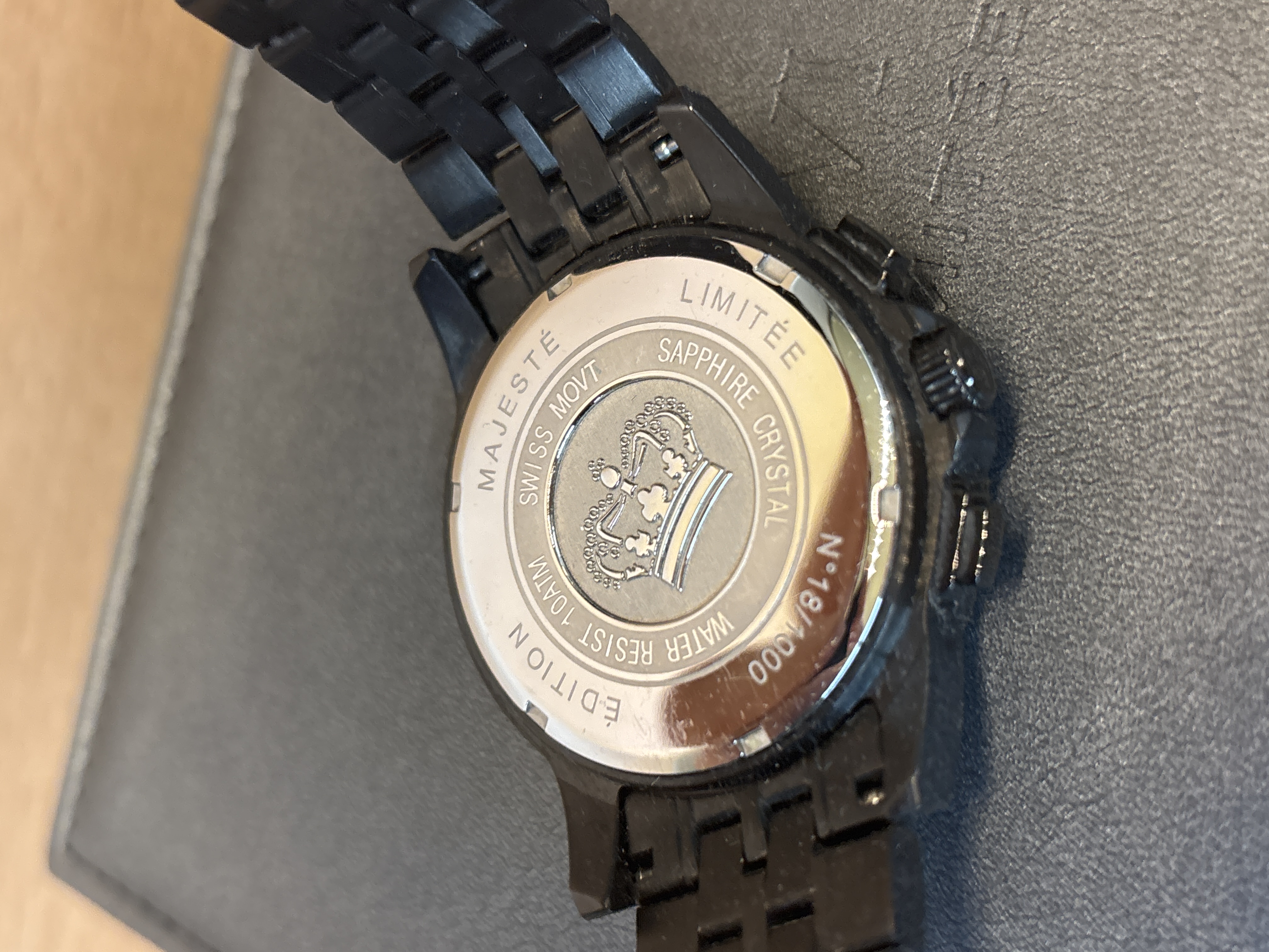Montre chronographe Louis XVI édition limitée noire et bleue — photo 3