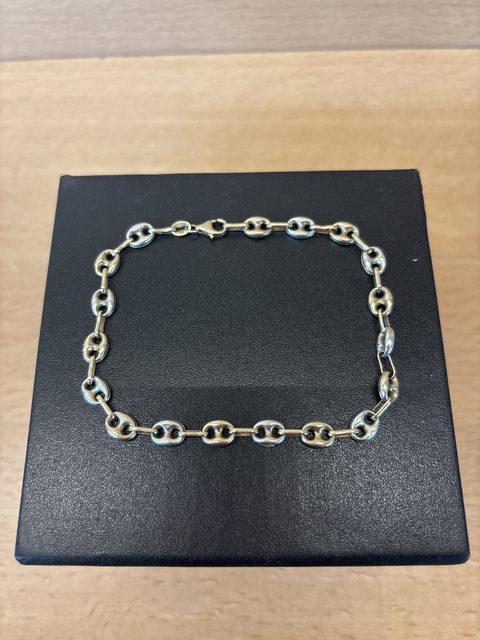 Bracelet en or 9 carats maille grain de café 22 cm 4,6 g