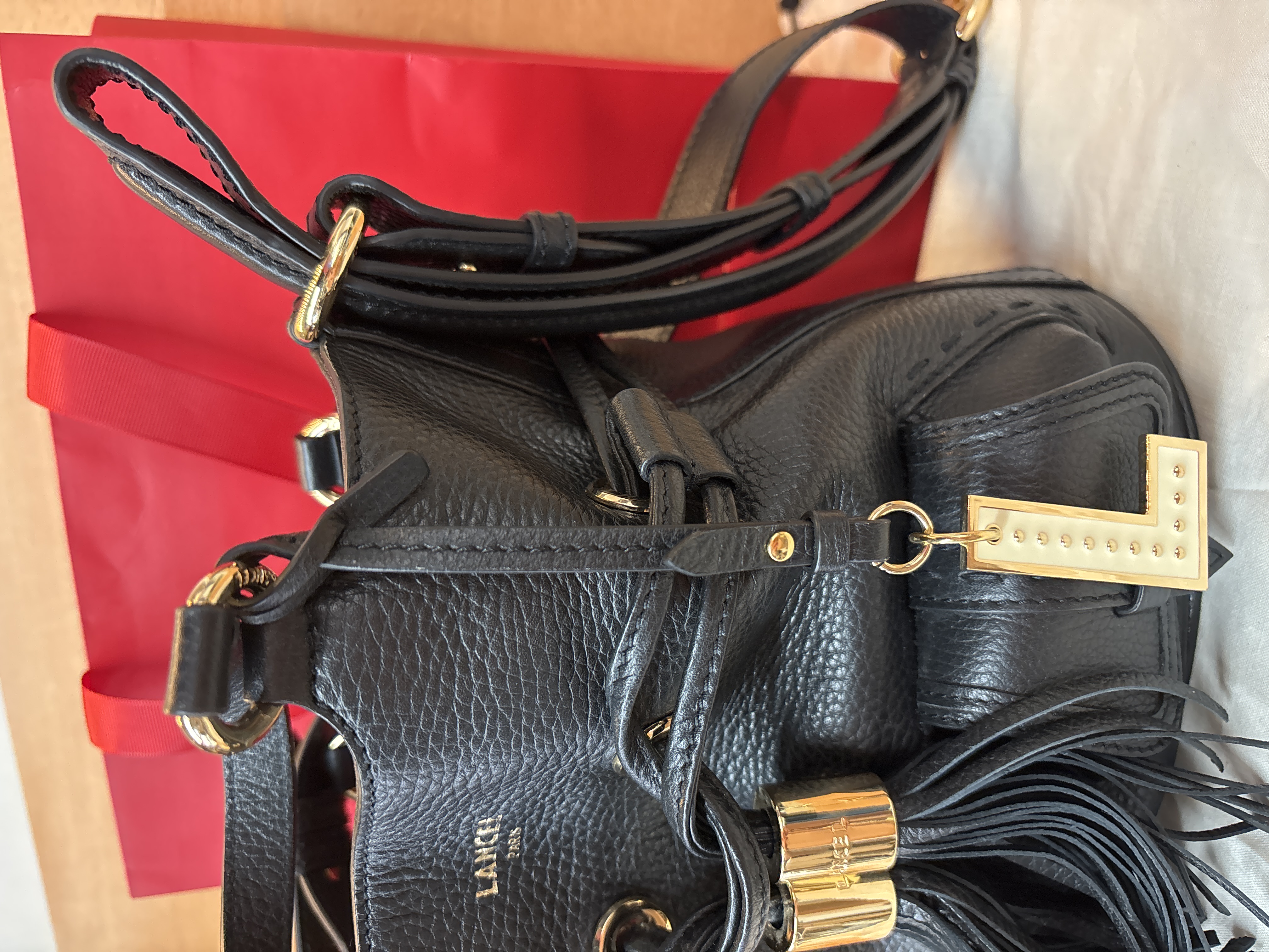 Sac seau Lancel Premier Flirt S en cuir grainé noir — photo 2