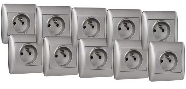 Lot de 10 prises 2P+T OME silver