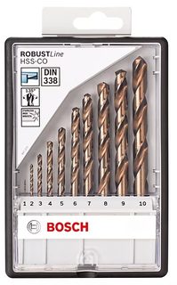 Coffret 10 forets métal Bosch Robust Line HSS-Co 1 à 10 mm