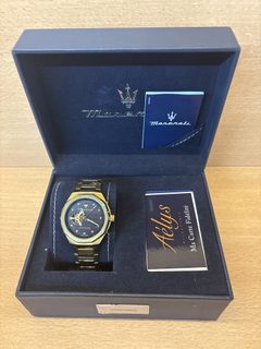 Montre automatique Maserati Diamonds acier doré cadran bleu