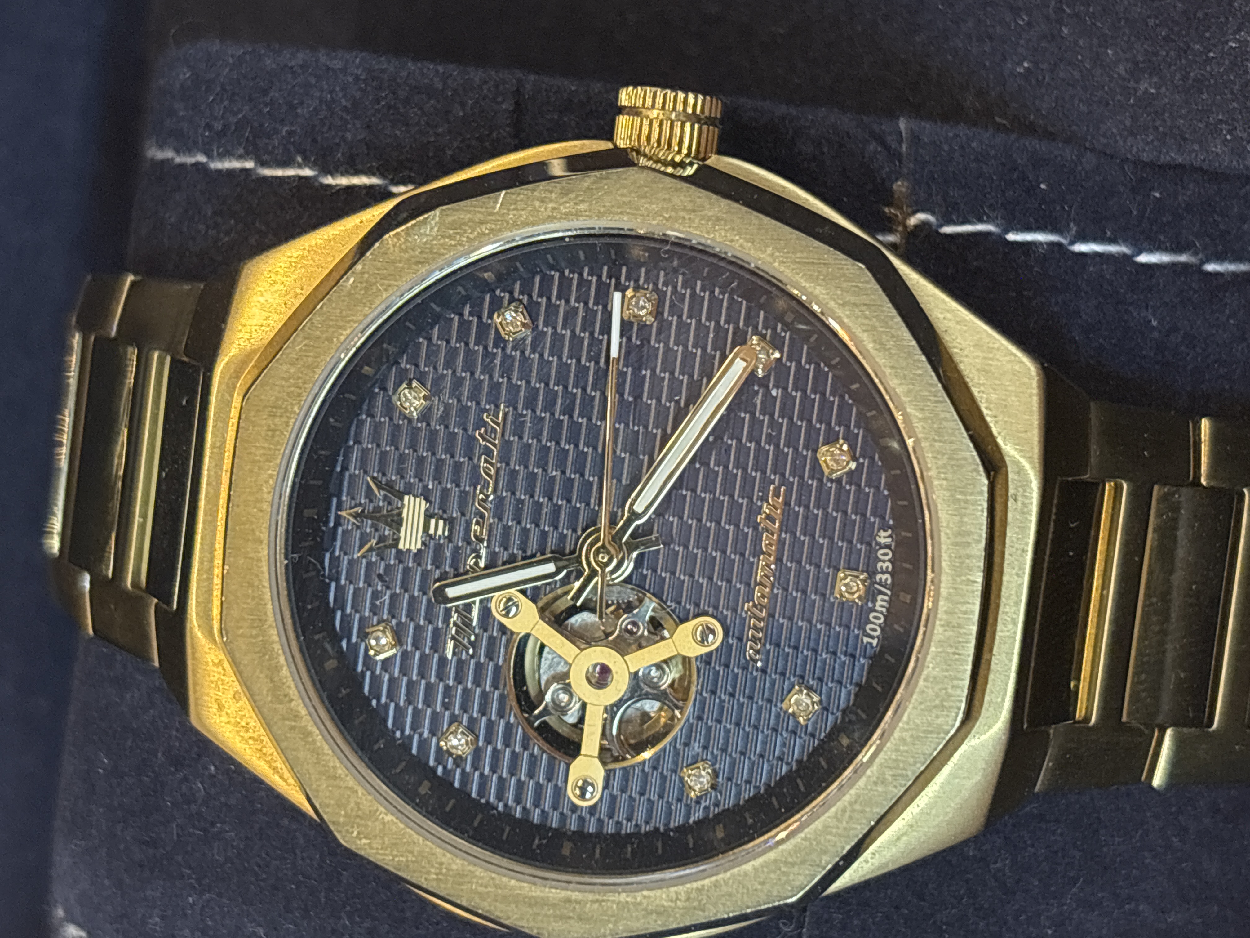 Montre automatique Maserati Diamonds acier doré cadran bleu — photo 2