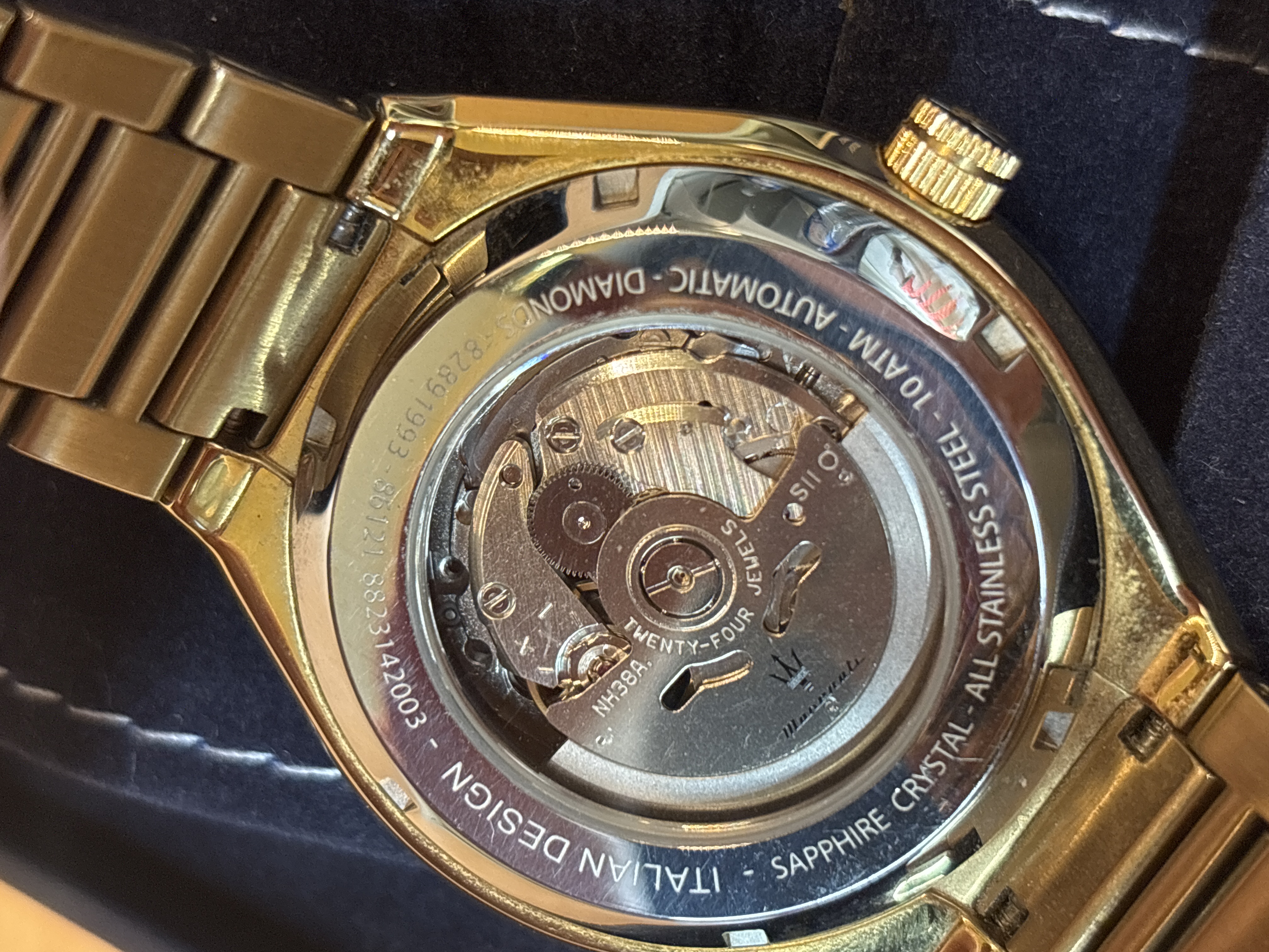 Montre automatique Maserati Diamonds acier doré cadran bleu — photo 3