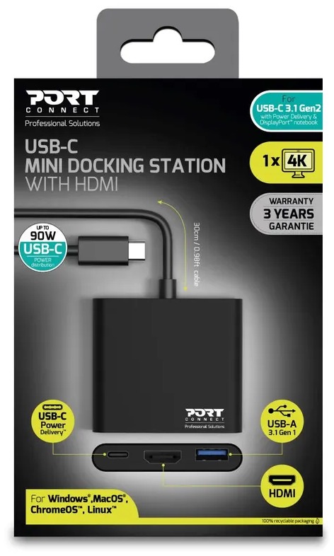 Port Designs 900140 station d'accueil USB-C mini HDMI USB 3 USB-C 60 W