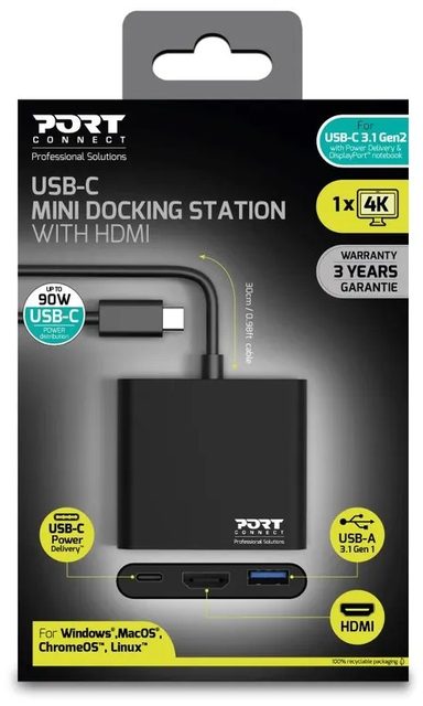 Port Designs 900140 station d'accueil USB-C mini HDMI USB 3 USB-C 60 W