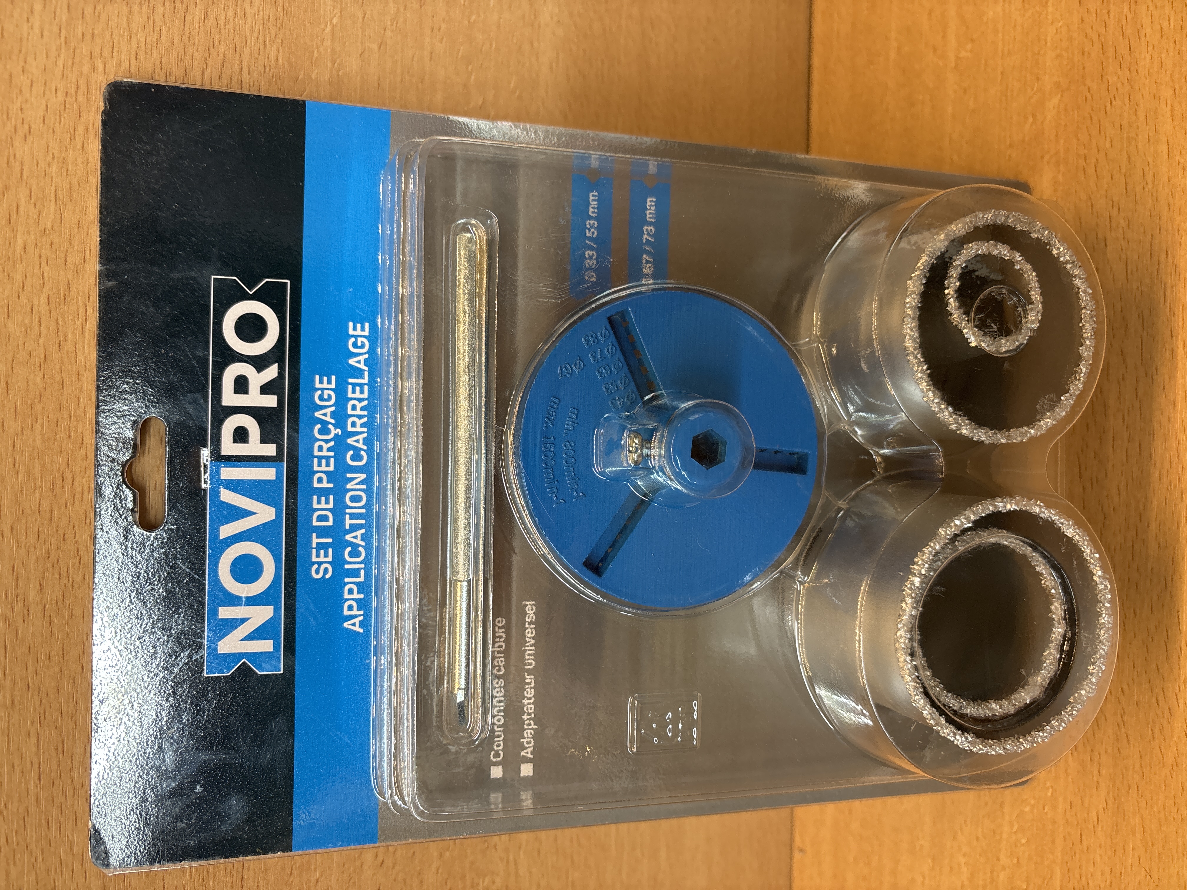 Set de perçage Novipro 4 couronnes carbure 33/53/67/73 mm