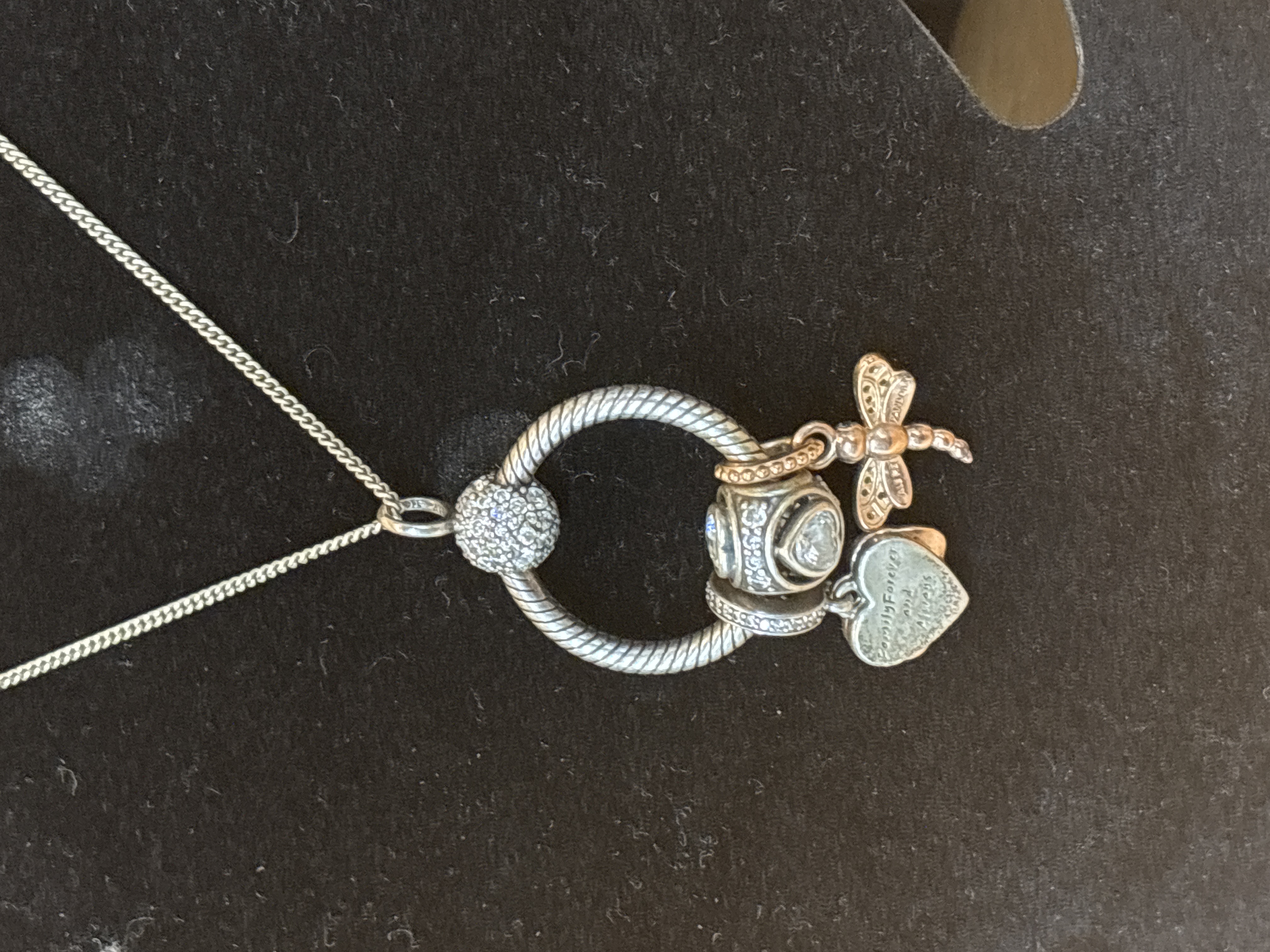 Collier Pandora argent 925 avec pendentif cercle et charms — photo 2