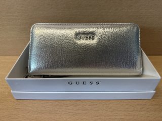 Portefeuille Guess argenté métallisé