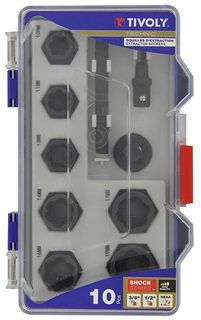 Coffret douilles d'extraction Tivoly 3/8 10 pièces Ø10 à 19 mm
