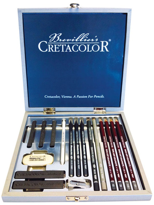Cretacolor Silver Box coffret dessin graphite 17 pièces