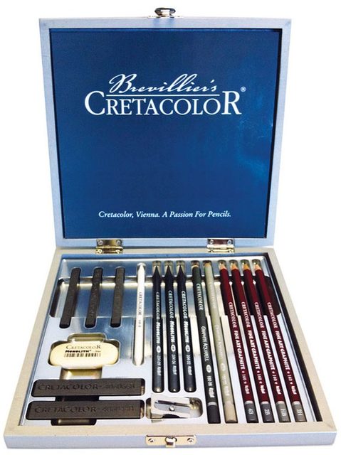 Cretacolor Silver Box coffret dessin graphite 17 pièces