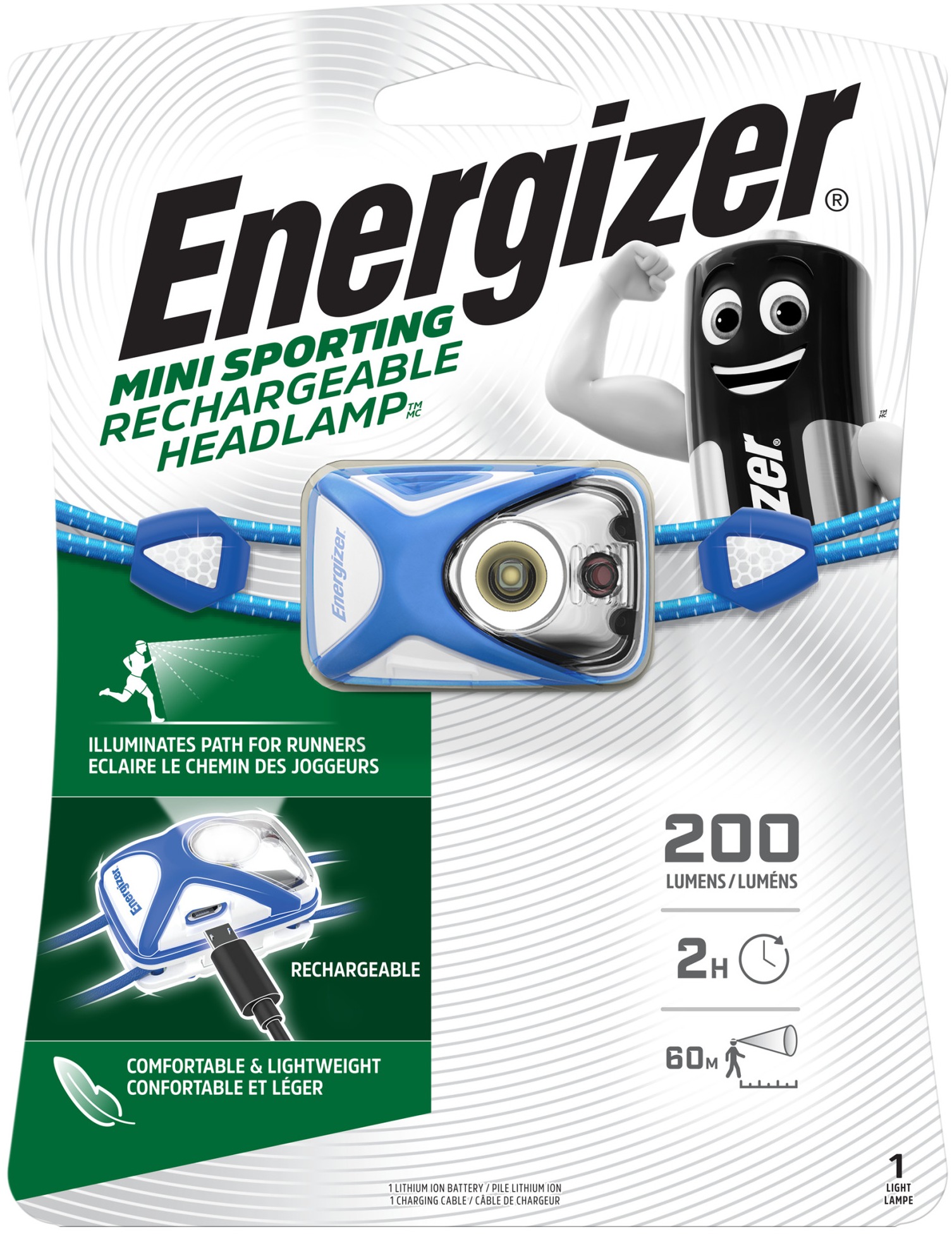 Lampe frontale Energizer Mini Sporting Rechargeable Headlamp 200 lumens