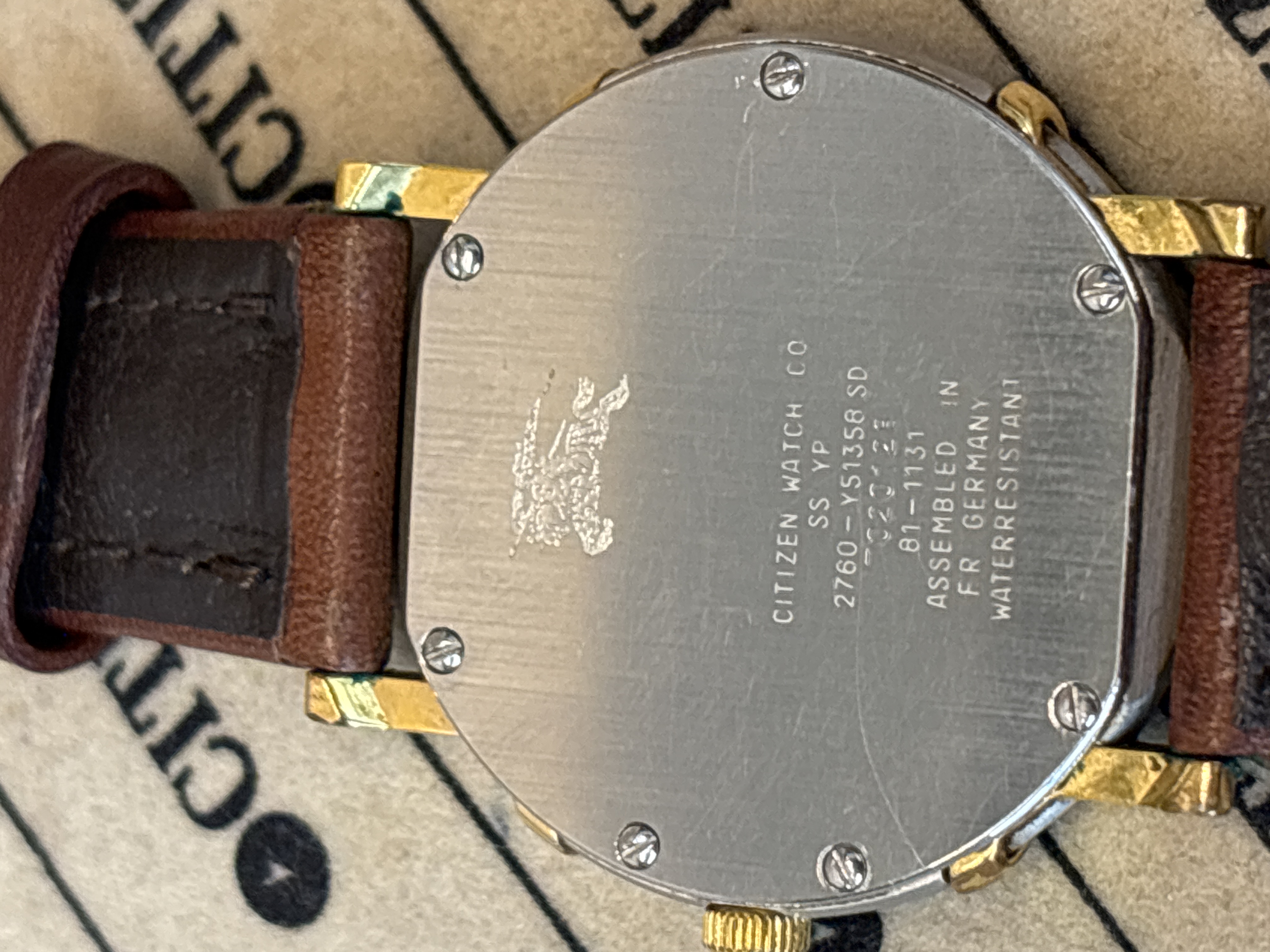 Montre Citizen Quartz homme 1991 bracelet cuir marron avec date — photo 3