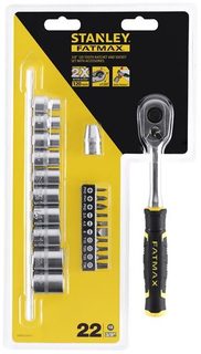 Stanley FATMAX cliquet 3/8" 120 dents + douilles et embouts 22 pièces