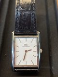 Montre Daniel Wellington Bound rectangulaire acier bracelet cuir noir — photo 2