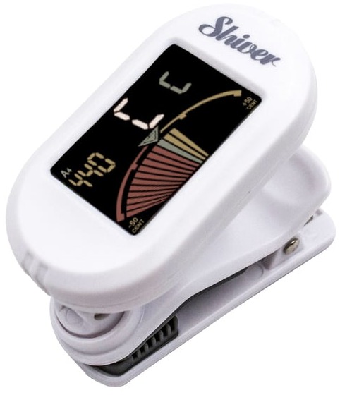 Accordeur chromatique à pince blanc Shiver pour guitare et ukulélé